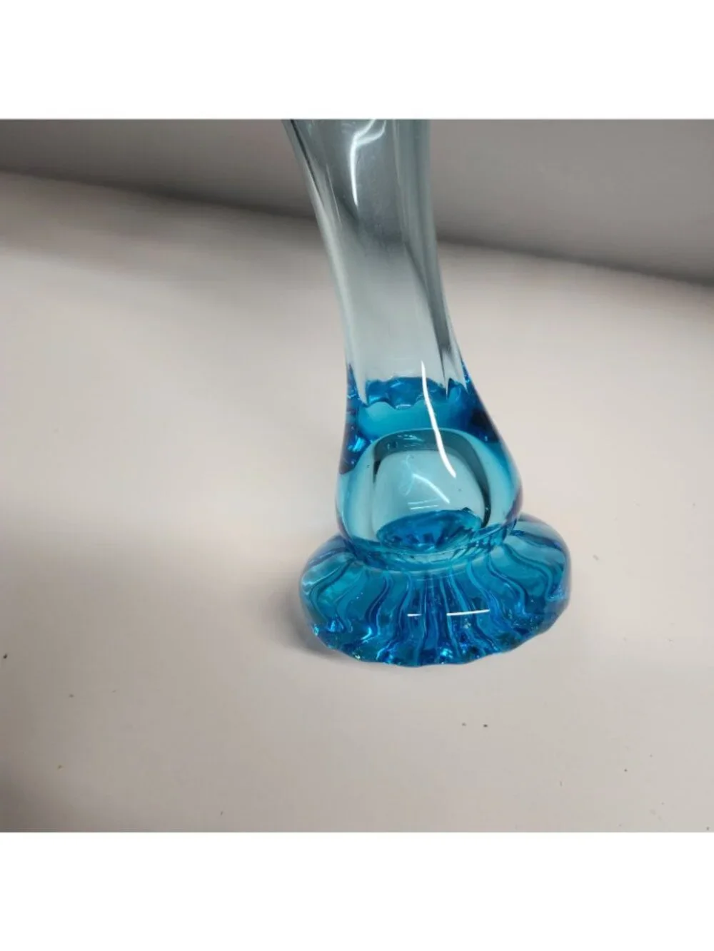 Blown Glass Light Blue Bud Vase 7.25
